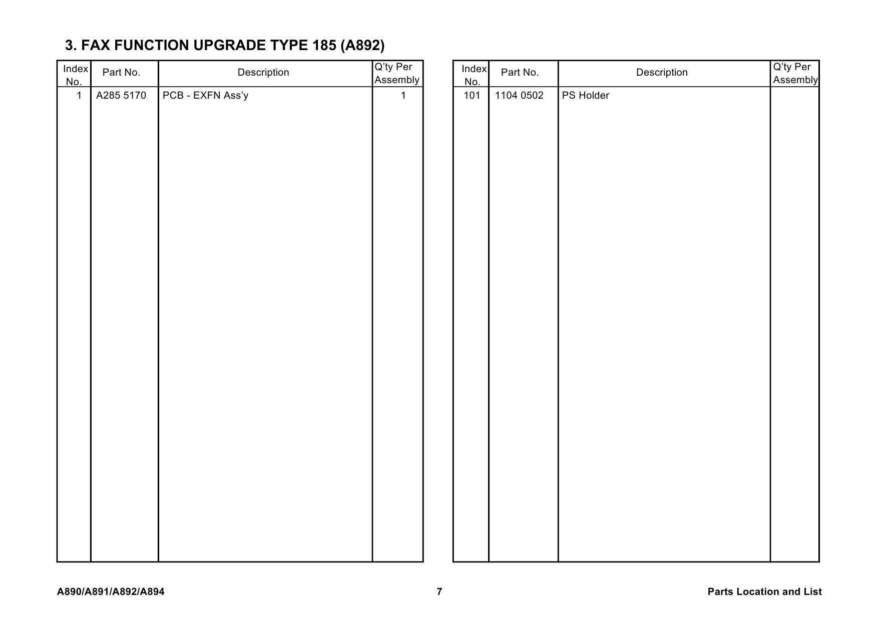 RICOH Options A891 Fax-option-type-185 Parts Catalog PDF download-4